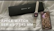 Relaxing & Slow Apple Watch Series 7 Unboxing | 41mm Nike Edition in Starlight ✨ | Accessories