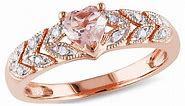 Everly Women's 1/2 Carat T.G.W. Heart-Cut Morganite and Diamond Accent 10kt Rose Gold Vintage Ring