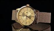 Christin Lars Men's Gold Tone Dial And 24ct Gold Plated Stretch Bracelet Strap Watch