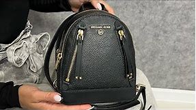 Распаковка MICHAEL KORS Brooklyn Extra-Small Pebbled Leather Backpack (black)