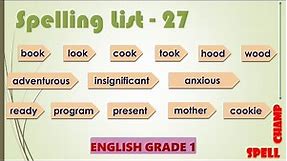 English Grade 1 Spelling List 27