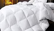 WhatsBedding Feather Comforter,Filled with Feather and Down, White Twin Size All Season Duvet Insert, Luxurious Hotel Bed Comforter,100% Cotton Cover, Medium Warmth with Corner Tabs,68x90 Inch