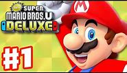 New Super Mario Bros U Deluxe - Gameplay Walkthrough Part 1 - Acorn Plains 100%! (Nintendo Switch)