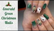 Emerald Green Winter/Christmas Acrylic Nails Tutorial | Acrylic Application + Nail Art