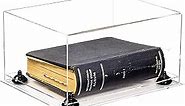 Clear Acrylic Book Display Case 15.25" x 12" x 8" with Black Risers and Clear Base (V12)