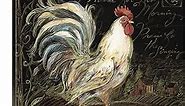 Rooster on Black Canvas Wall Art Print, Rooster Artwork