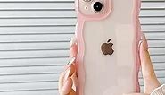 iPhone 11 Case,Transparent Clear Solid Color Curly Wave Frame Soft Silicone Shockproof Protective TPU Case for iPhone 11 Phone Case,Pink