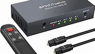 LiNKFOR Digital Toslink Optical 4x1 Switch with 3ft Optical Cable and IR Remote Control Aluminum Alloy Digital Audio SPDIF Toslink Optical Fiber Switcher 4 in 1 Out for PS3 Xbox Blue-Ray DVD HDTV