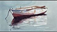 Relaxing Watercolor Painting - An Old Boat