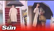 Joe Biden stumbles and almost falls over AGAIN while boarding Air Force One two weeks after slip-up