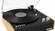 Victrola Eastwood 3-Speed Bluetooth Turntable with Built-in Speakers and Dust Cover | Upgraded Turntable Audio Sound | Bamboo (VTA-72-BAM)