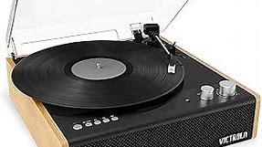 Victrola Eastwood 3-Speed Bluetooth Turntable with Built-in Speakers and Dust Cover | Upgraded Turntable Audio Sound | Bamboo (VTA-72-BAM)
