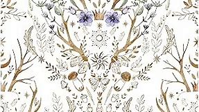HAOKHOME 94027-2 Gothic Wallpaper Peel and Stick Retro Floral Damask Bronze/White/Purple Witchy Wall Decor Bathroom Removable Mural 17.7in x 9.8ft