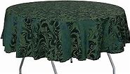 ULTIMATE TEXTILE Vintage Damask Melrose 72-Inch Round Tablecloth Hunter Green