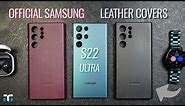Samsung Galaxy S22 Ultra Official Leather Cover Cases! (Burgundy, Black)