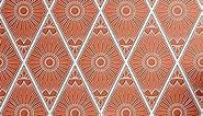 Lunarable Boho Peel & Stick Wallpaper for Home, Line Art Style Inspired Floral Sun Motif in Rhombus Frame, Self-Adhesive Living Room Kitchen Accent, 13" x 100", Dark Salmon and White