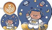 Cute Ergonomic Mouse Pad Wrist Support,[ 20% Larger] Wrist Rest Non-Slip Gel Anime Kawaii Mouse Pads, Silicon Wrist Pad,with Coaster,Easy-Typing,Pain Relief, Game Work Study Home Office-(Space Bear)