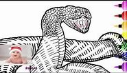 Titanoboa Monster Snake Drawing and Coloring Page for Kid - Anaconda and Dinosaur Color #part 159