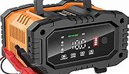 NEXPEAK NC202 10-Amp Battery Charger, 12V 24V LiFePO4 Lead Acid Portable Car Battery Charger 8-Stage Trickle Charger Smart Battery Maintainer w/Temp Compensation for Car Truck Motorcycle Lawn Mower