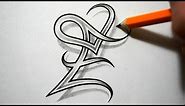 Initial E and Heart Combined Together - Celtic Weave Style - Letter Tattoo Design