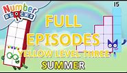 @Numberblocks- #SummerLearning | Yellow Level Three | Full Episodes 7-9 | Learn to Count #WithMe