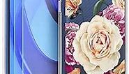 Osophter for Moto E30 Case,Moto E40 Case with Screen Protector Flower Floral for Girls Women Shock-Absorption Flexible TPU Rubber Phone Cover for Motorola Moto E30(Purple Flower)