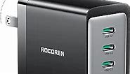 Rocoren USB C Charger, Dual 67W GaN V Tech 4 Ports PD3.0 QC4.0 PPS Foldable 65W USB C Wall Charger, Multiport Fast Charger Block for MacBook Pro/Air, iPad Pro, iPhone 15/14, Samsung S24 Ultra, Laptops