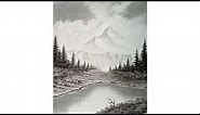 How to draw a landscape with pencil/ Bob ross drawing with pencil/ Pencil drawing/