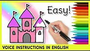 How to Draw a CASTLE! Easy Drawings for Kids