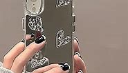 aiyaya Cute Silver 3D Heart Trendy Mirror Phone Case for iPhone XR Case for Teen Girls Women - 6.1 Inch