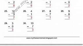 Maths subtraction worksheets for class 1