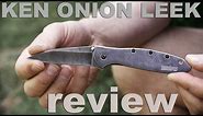 The Kershaw Ken Onion Leek Pocket Knife Review. With Woodplay and Beer. Made in USA