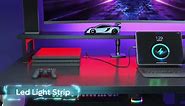 Bestier L-Shaped Desk LED 95.2 in. Computer Corner Desk with Keyboard Tray Monitor Stand Gaming Carbon Fiber D505R-GAMD