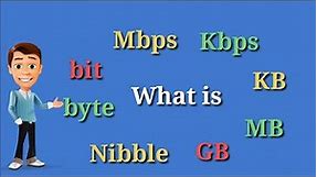 Bit, Nibble, Byte, KB, MB, GB, Kbps, Mbps, Gbps | Memory unit | Data transfer speed