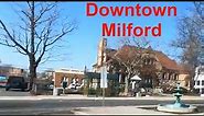 Downtown Milford, Connecticut by drone and road