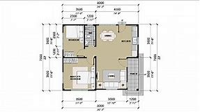2 Bedroom Floor Plan - Simple and Small House Design Idea (8x7m/26x23ft) 56Sqm/603Sqft - No.01
