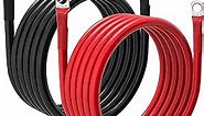 6 AWG Battery Cable 6 Gauge Battery Wires with 5/16 terminals Power Inverter Cables for Solar Boat Marine RV Car (6FT, 1 red +1 black cable)