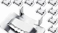 Ear-Lokt Buckle,Metal Banding Clips,3/4" Width Twice Thickness Wing Seal Pipe Clamp 304 Stainless Steel Banding Clip for Heavy-Duty Pipes Timbers Cable,Pack of 100