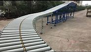 Telescopic gravity roller conveyor for unloading cartons/boxes from 40ft containers