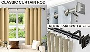KAMANINA 1 Inch Curtain Rod Single Drapery Rod 72 to 144 Inches (6-12 Feet), Black Curtain Rods for Windows, Vintage Square Finials