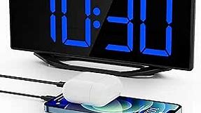 Loud Digital Alarm Clock for Bedroom,Bedside Dual Alarm Clock for Heavy Sleepers Adult Teen with USB Charger,Desk Clock with 8.7"Large LED Display,Battery Backup,7-Level Brightness&Volume,Snooze,DST