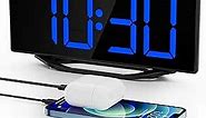 Loud Digital Alarm Clock for Bedroom,Bedside Dual Alarm Clock for Heavy Sleepers Adult Teen with USB Charger,Desk Clock with 8.7"Large LED Display,Battery Backup,7-Level Brightness&Volume,Snooze,DST