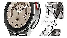 WINGLE for Samsung Galaxy Watch 5 Band Pro 45mm Samsung Watch 4 5 Bands 44mm 40mm/Galaxy Watch 4 Classic Band 46mm 42mm for Men, 20mm Metal Bands for Galaxy Watch Active 2/Samsung Gear S2, Titanium