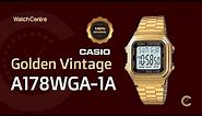 Casio Golden Vintage Digital Watch A178WGA-1A Time Settings Review & Complete Unboxing
