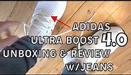 Adidas Ultra Boost 4.0 Triple White - Unboxing & Review On Feet (Jeans & Running)