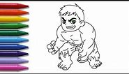 How to draw Hulk for kids -EasyDrawColor - Drawing colouing and Painting - DrawColor