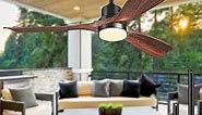 Ceiling Fans with Lights and Remote, 52 Inch Outdoor Ceiling Fan for Patios with Light 3 Downrods, 3 Blades Modern Ceiling Fan Noiseless Reversible DC Motor, Wood Fan for Farmhouse