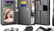 NJJEX Compatible with iPhone 12 Case/iPhone 12 Pro Wallet Case 6.1 inch (2020), [9 Card Slots] PU Leather ID Credit Holder Folio Flip [Detachable] Kickstand Magnetic Phone Cover & Lanyard [Black]