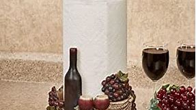 Touch of Class Wine Picnic Paper Towel Holder - Resin - Purple, Green, Brown - Tuscan Style Decor - Grape Design - Themed Paper Towels Holders for Kitchen - Painted by Hand