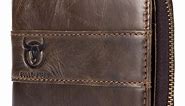 BULL CAPTAIN Leather Bifold Zipper Wallet for Men Travel Purse Pouch Gift